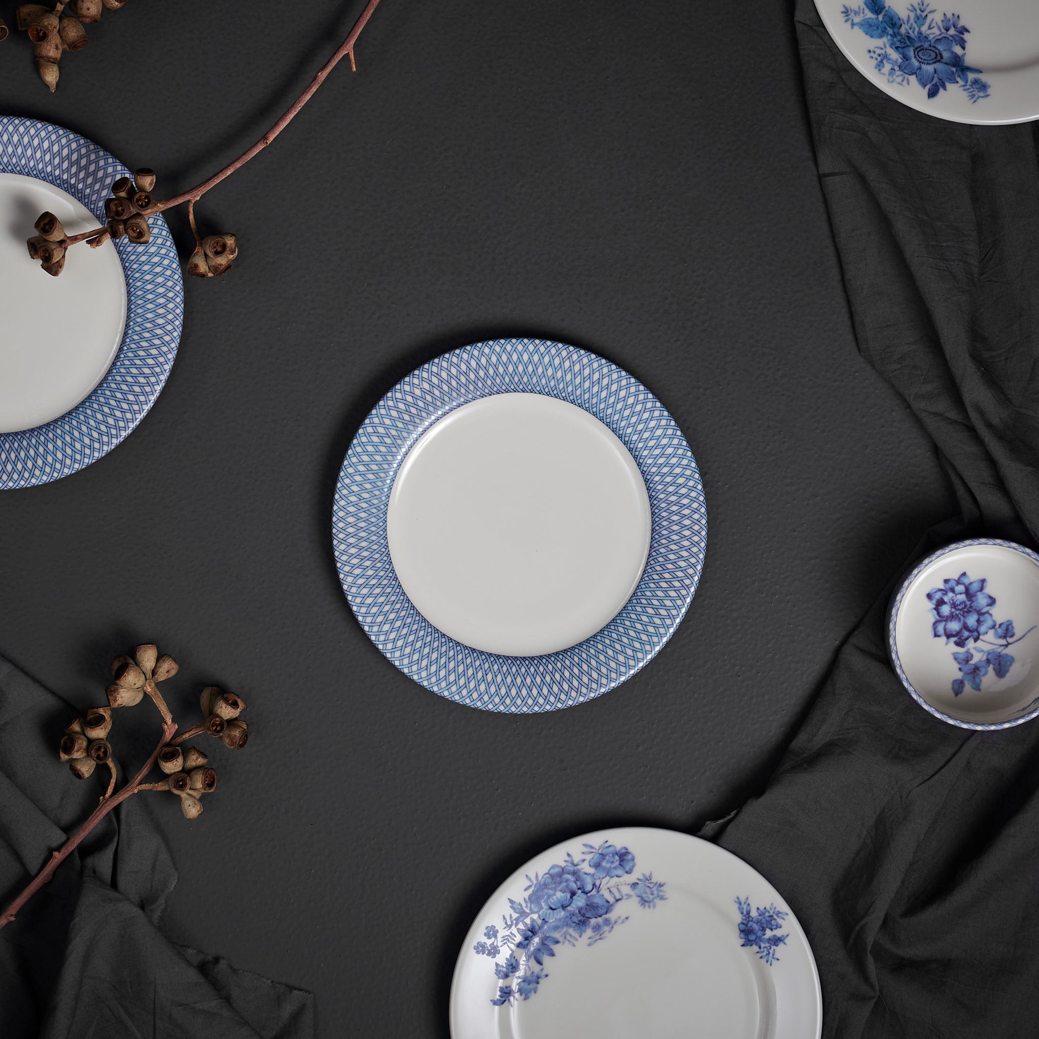 Renata China Blue Snack Plate Set