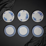 Renata china blue snack plate set (Set of 6)