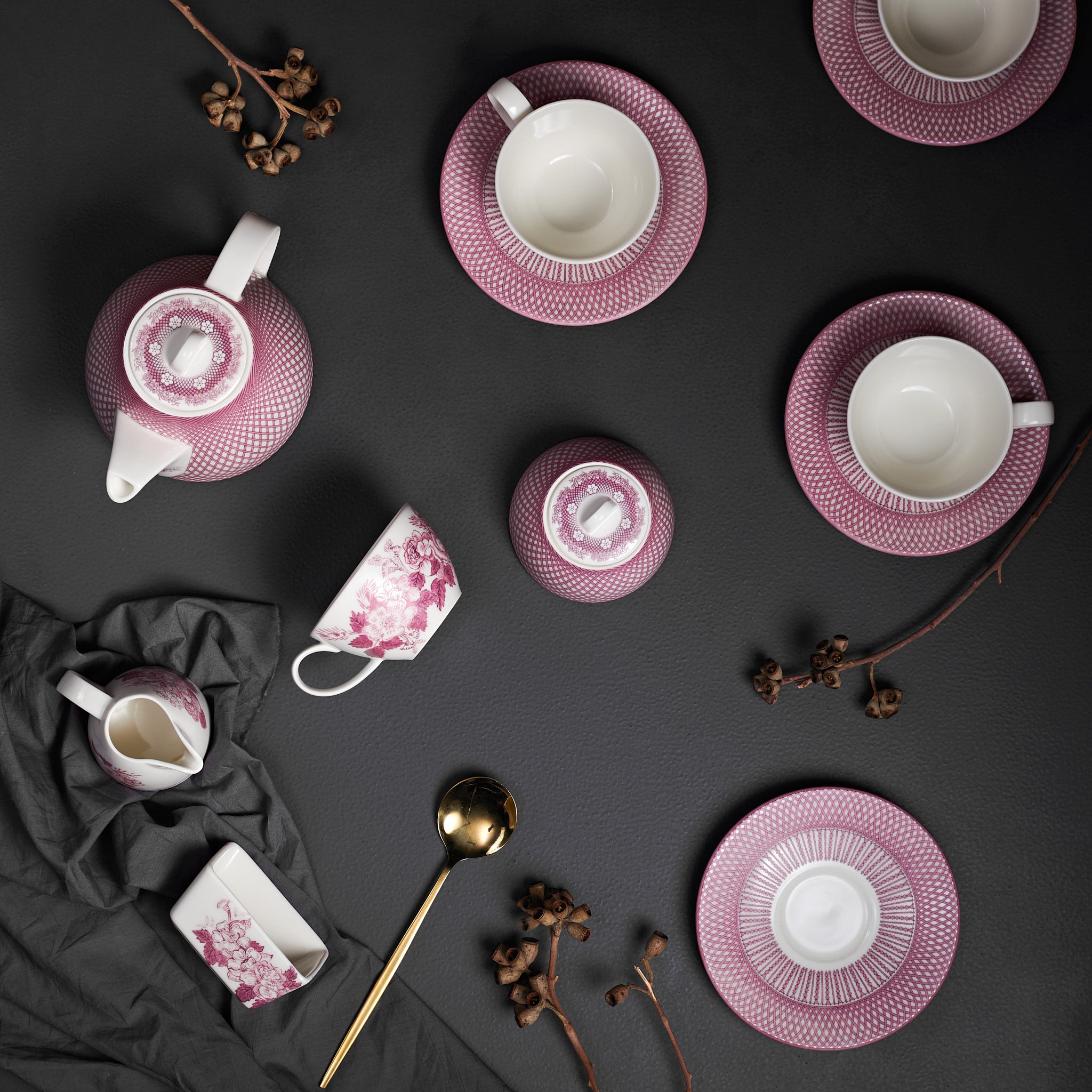 Renata Raspberry Pink Tea Service Set