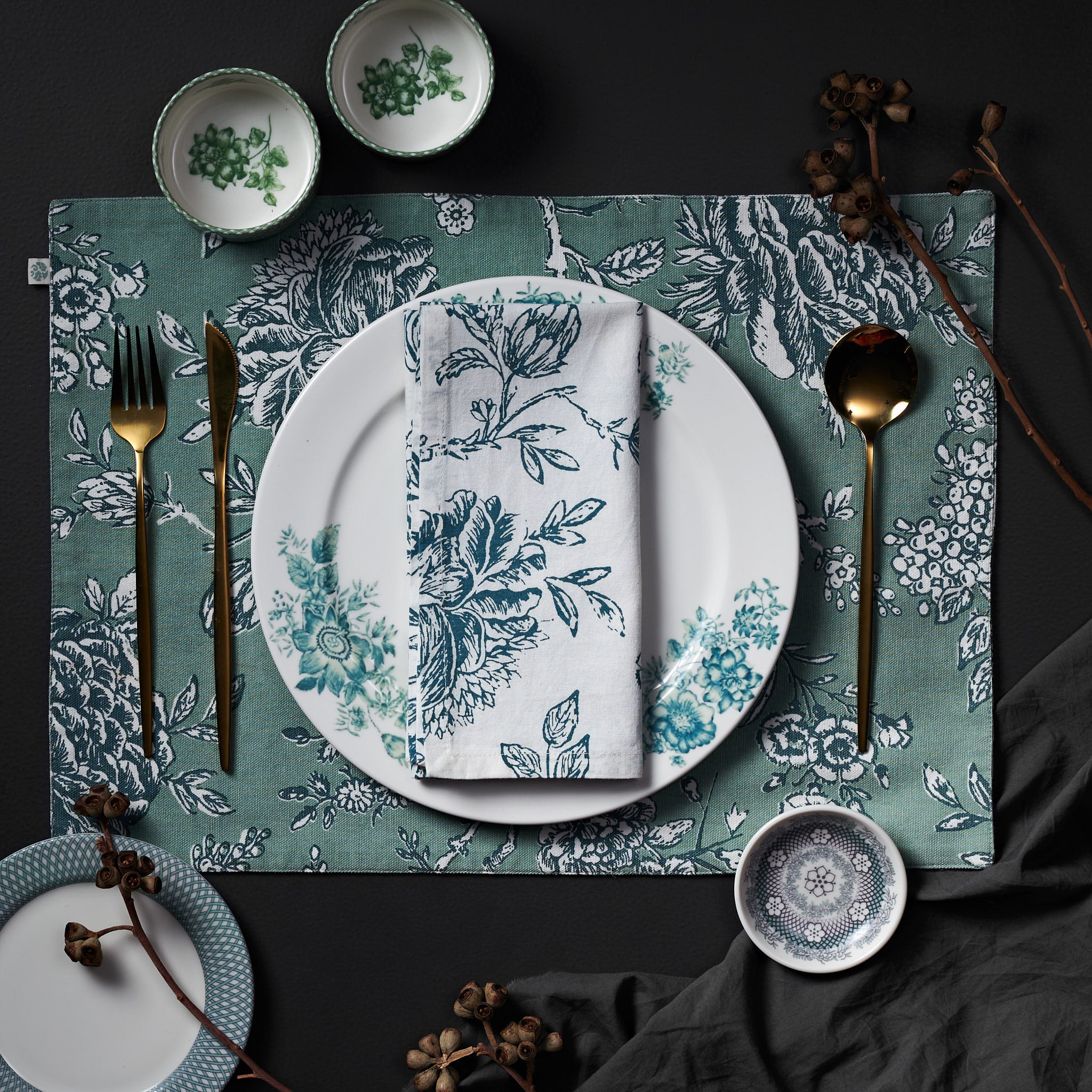 Ayana Sage Green  Reversible Placemats