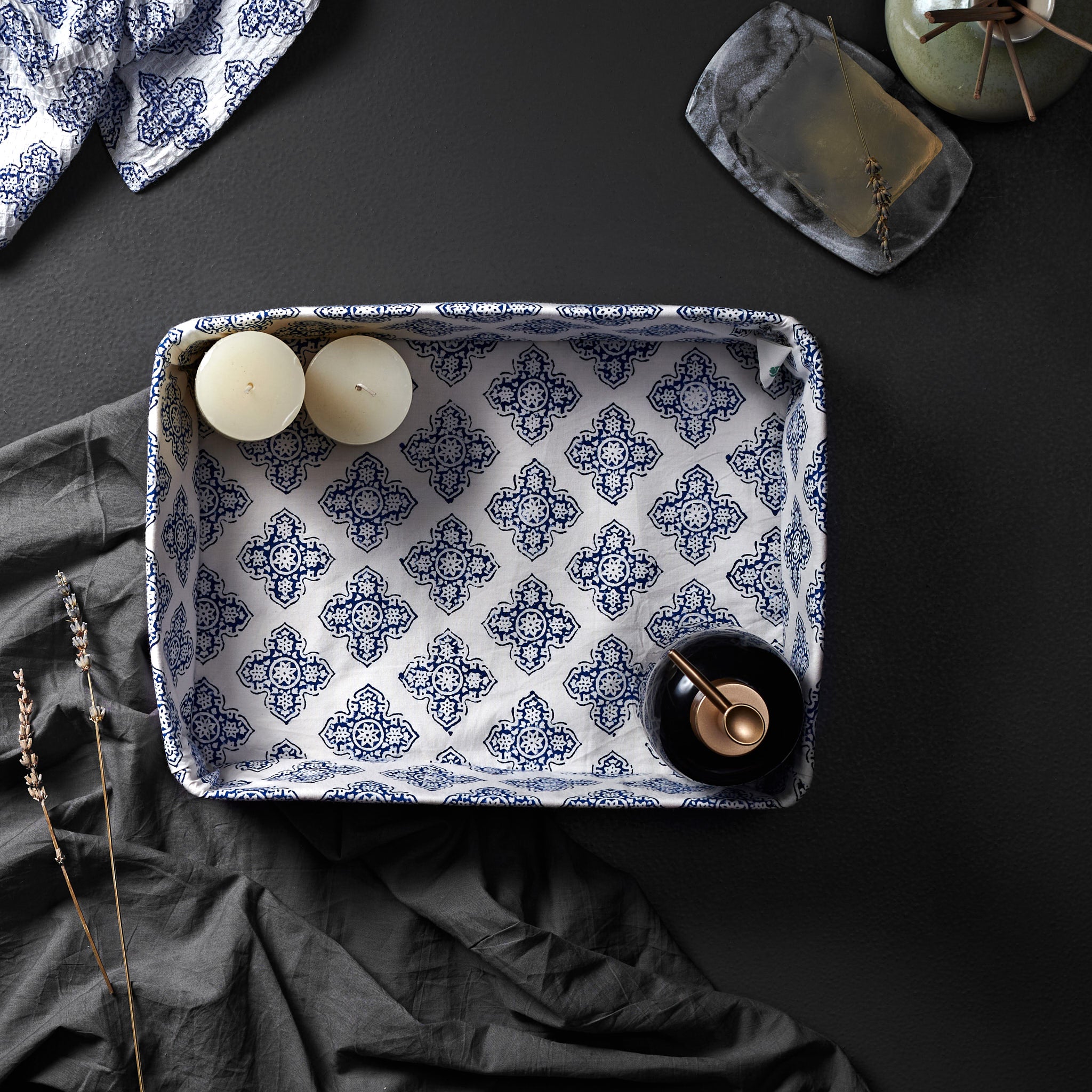 Jali Indigo Vanity Tray