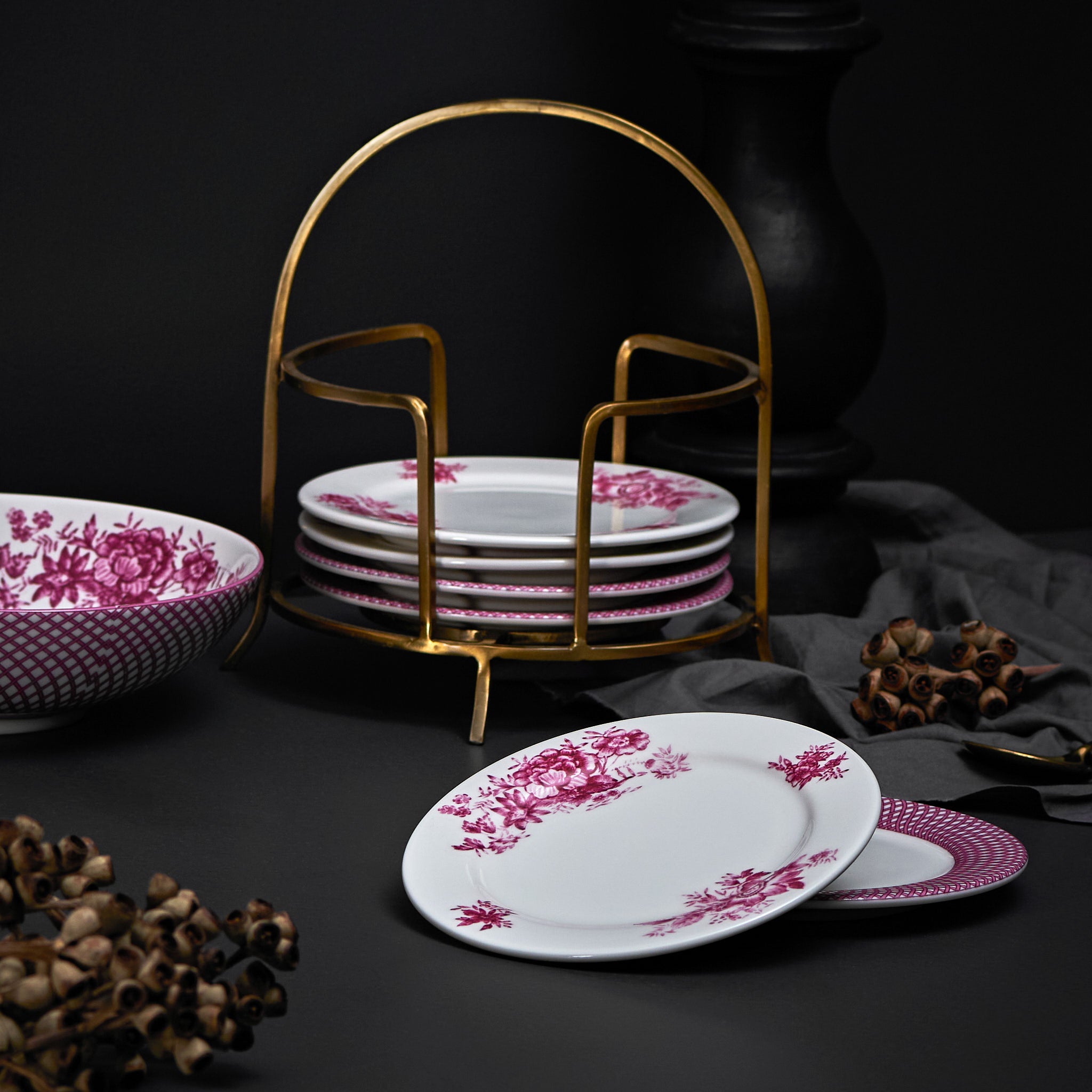 Renata Raspberry Pink Snack Plate Set