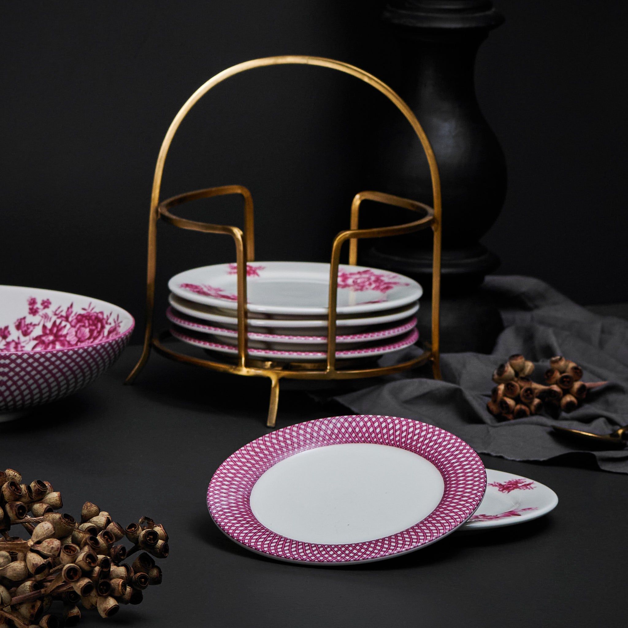 Renata Raspberry Pink Snack Plate Set