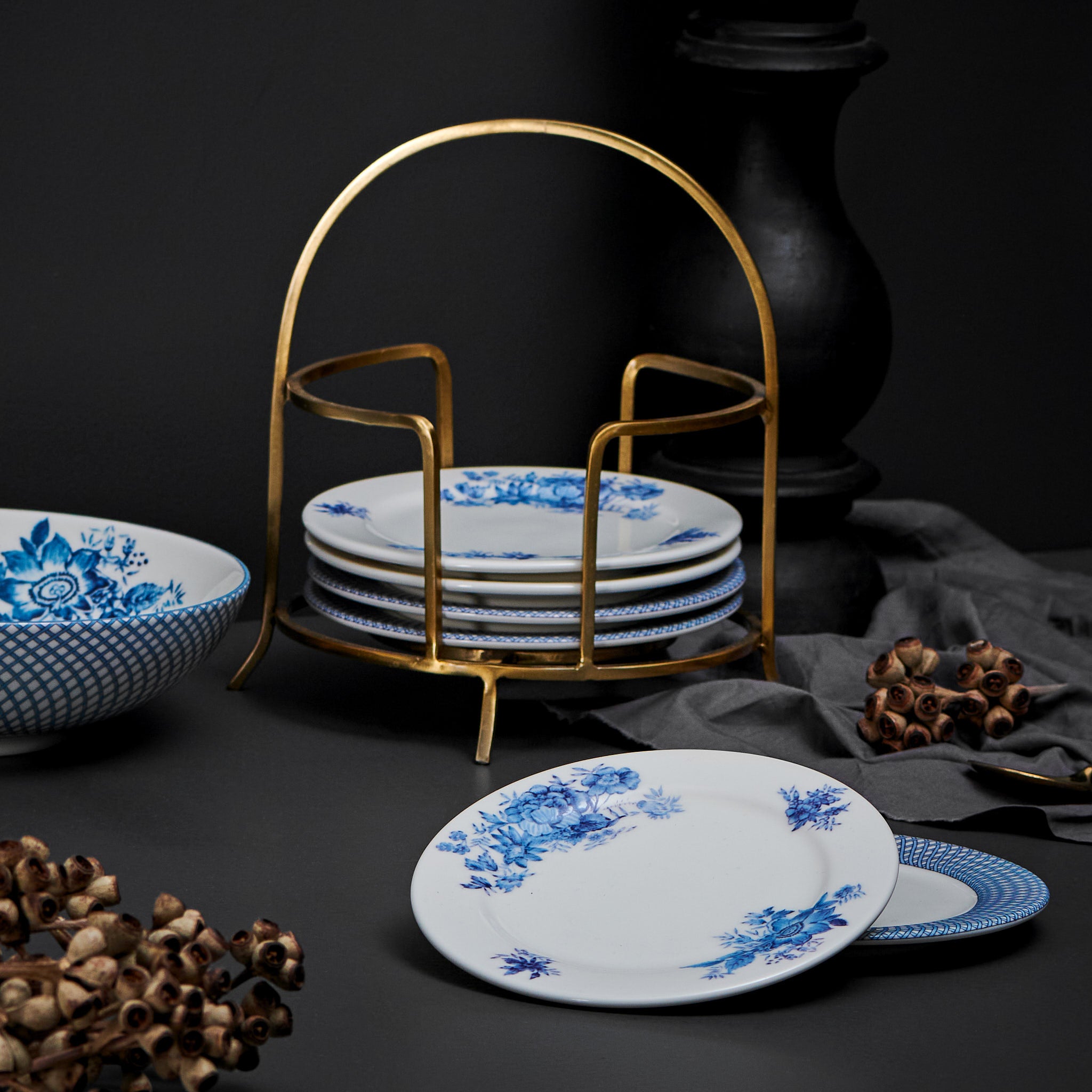 Renata China Blue Snack Plate Set