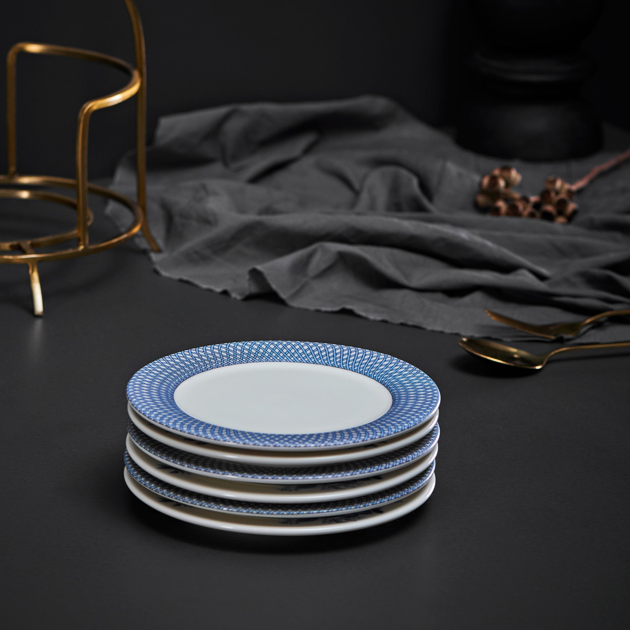 Renata China Blue Snack Plate Set