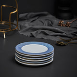 Renata china blue snack plate set (Set of 6)