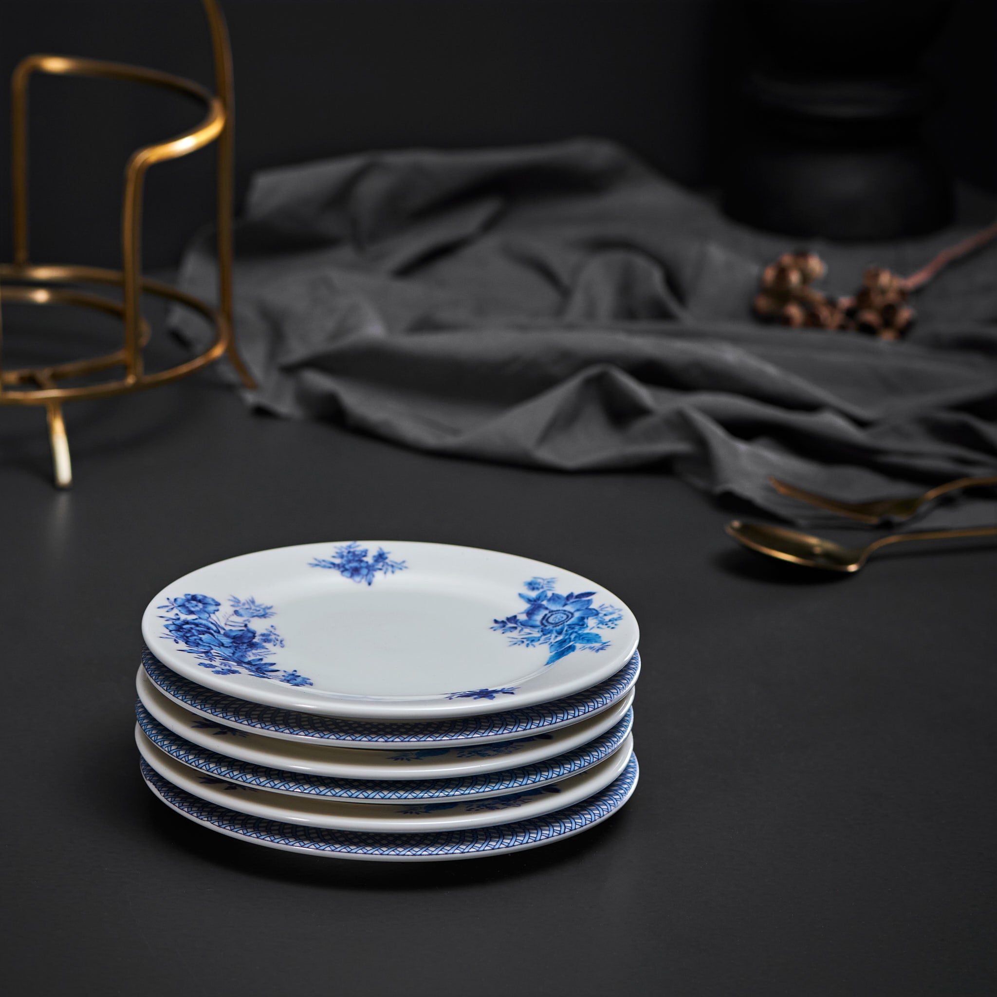 Renata China Blue Snack Plate Set