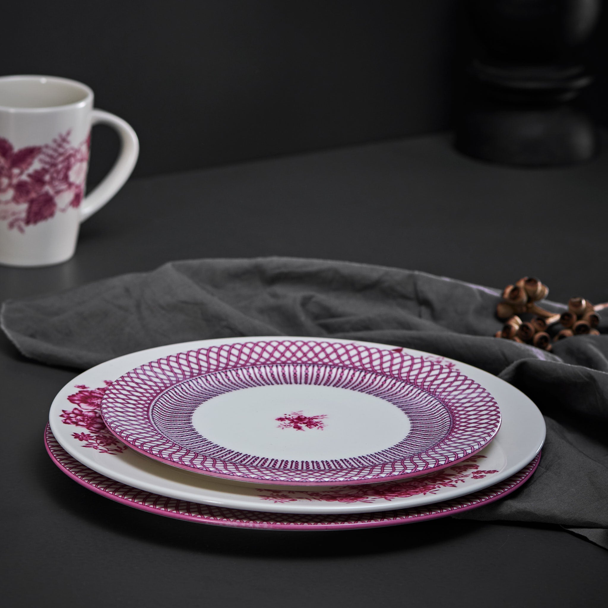 Renata Raspberry Pink Dinner Plate Set