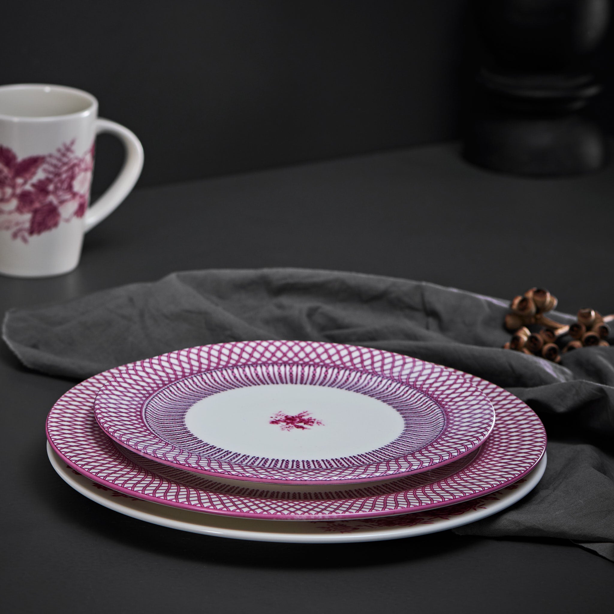 Renata Raspberry Pink Dinner Plate Set