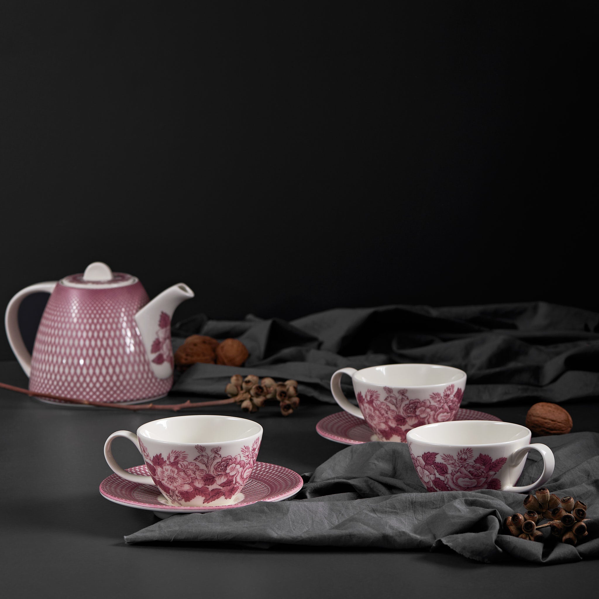 Renata Raspberry Pink Cup & Saucer Set