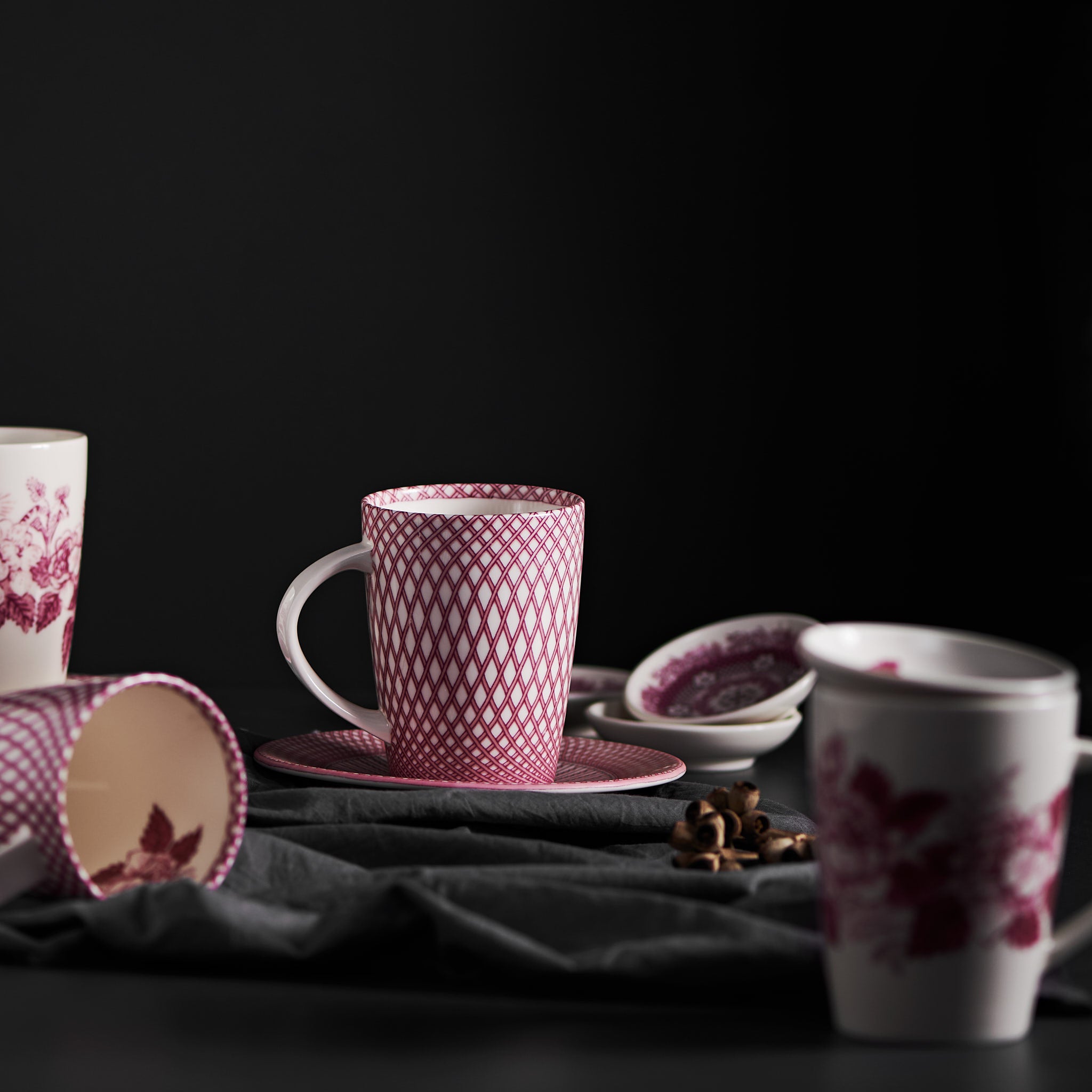 Renata Raspberry Pink Mug & Small Dish Set