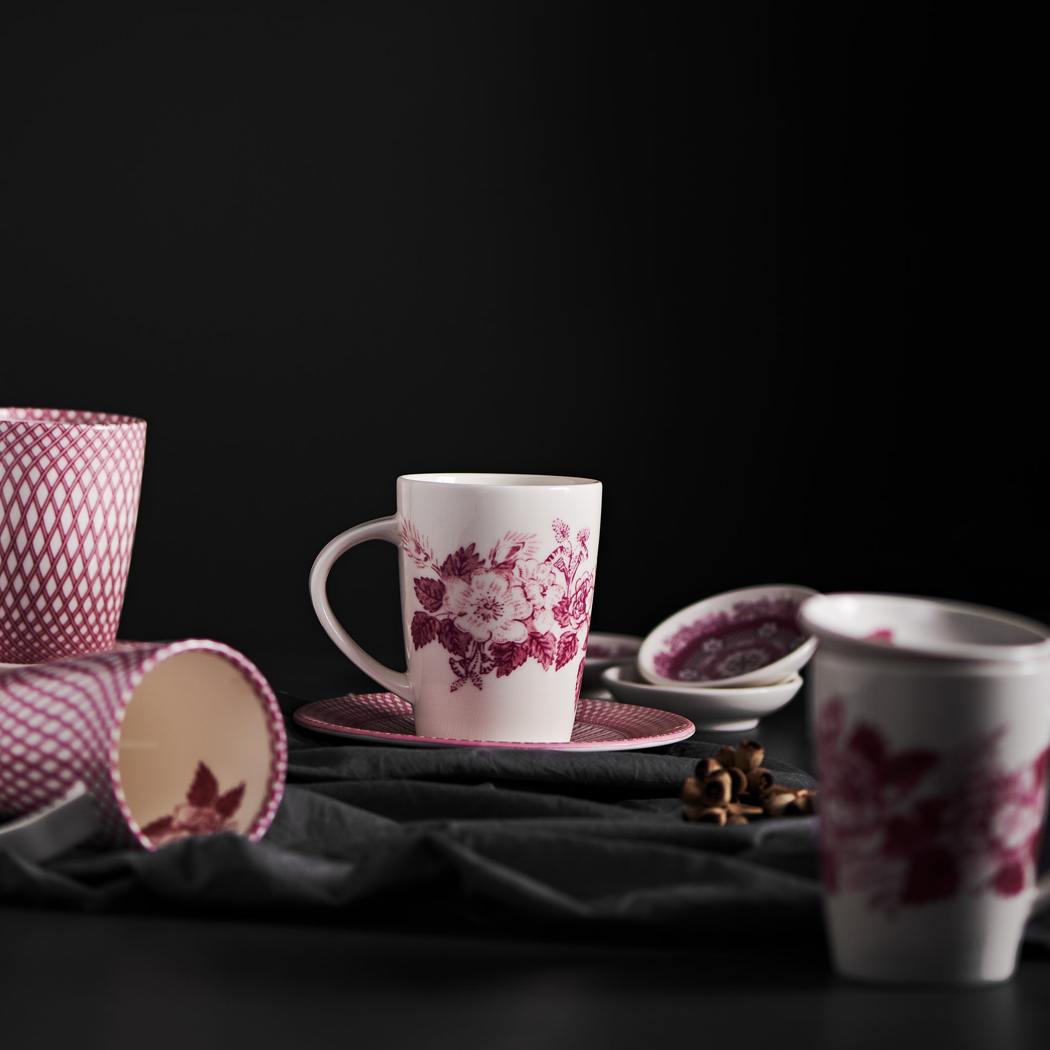 Renata Raspberry Pink Mug & Small Dish Set