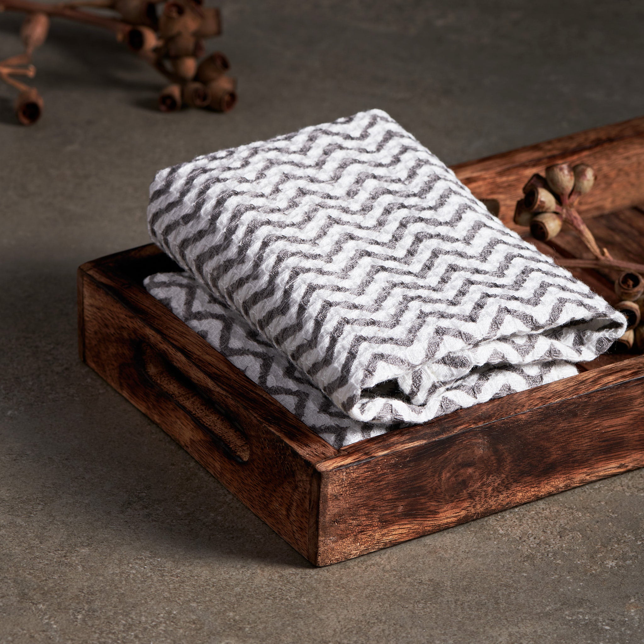 Tula Charcoal Grey Face Towels