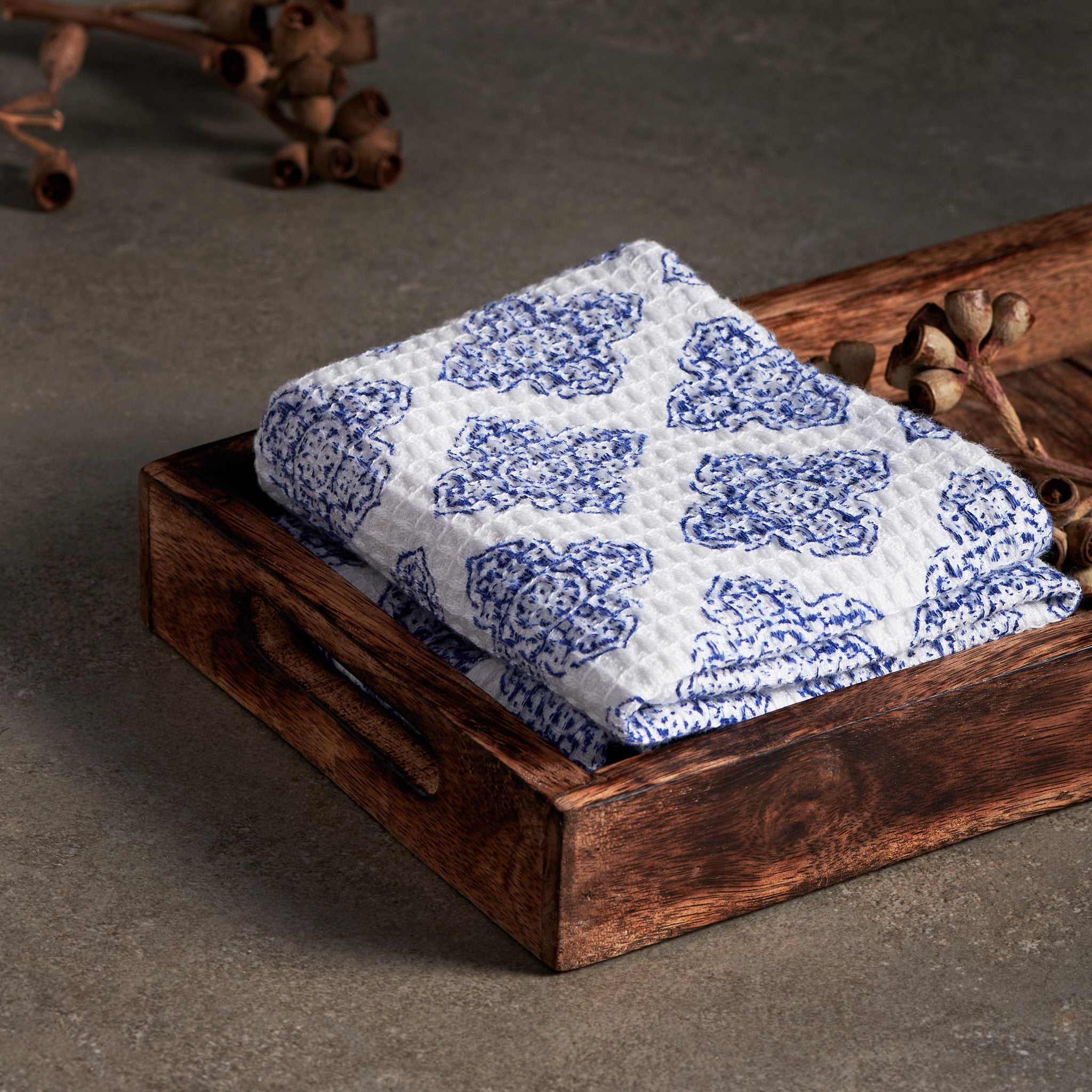 Jali Indigo Face Towels