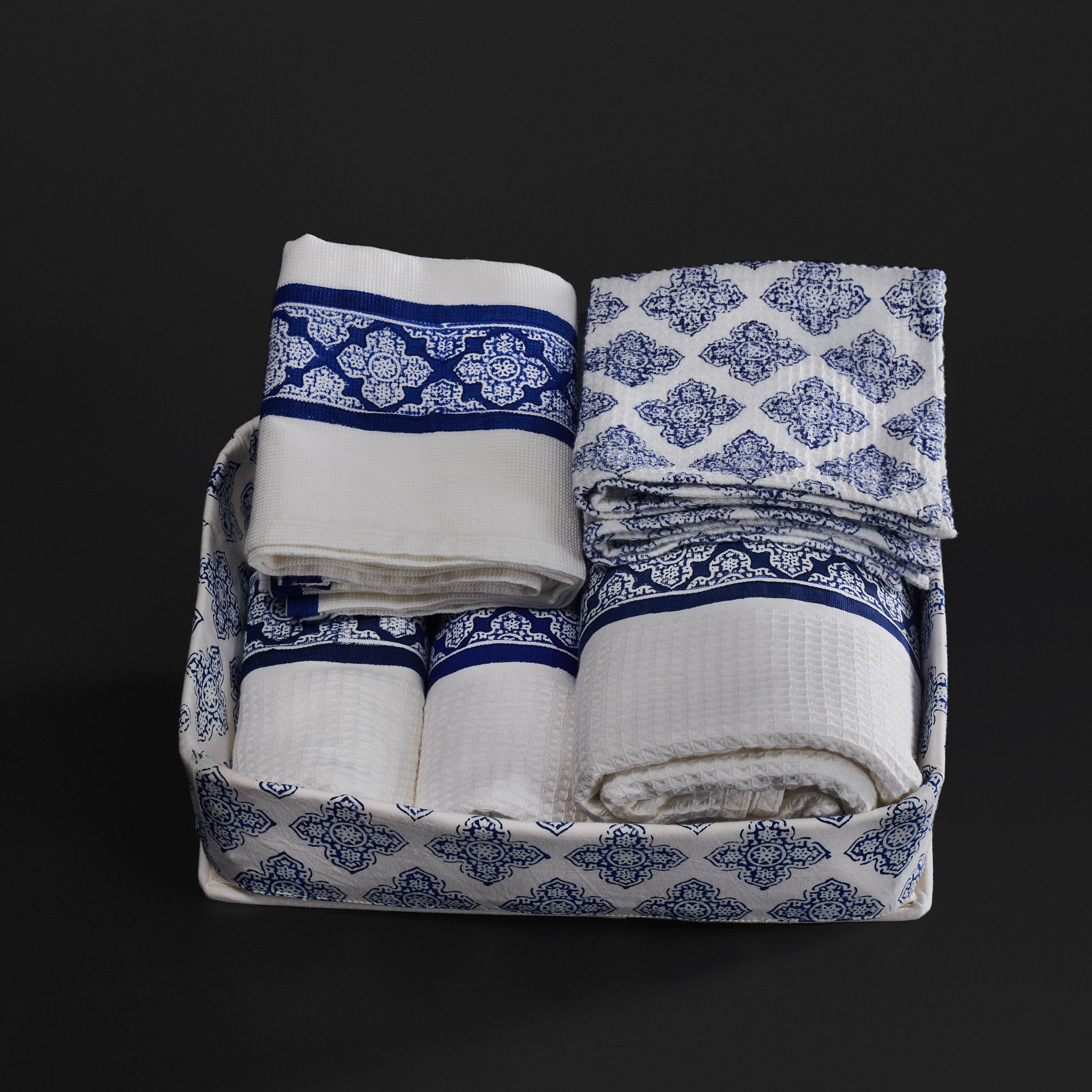 Jali Indigo Towel Set