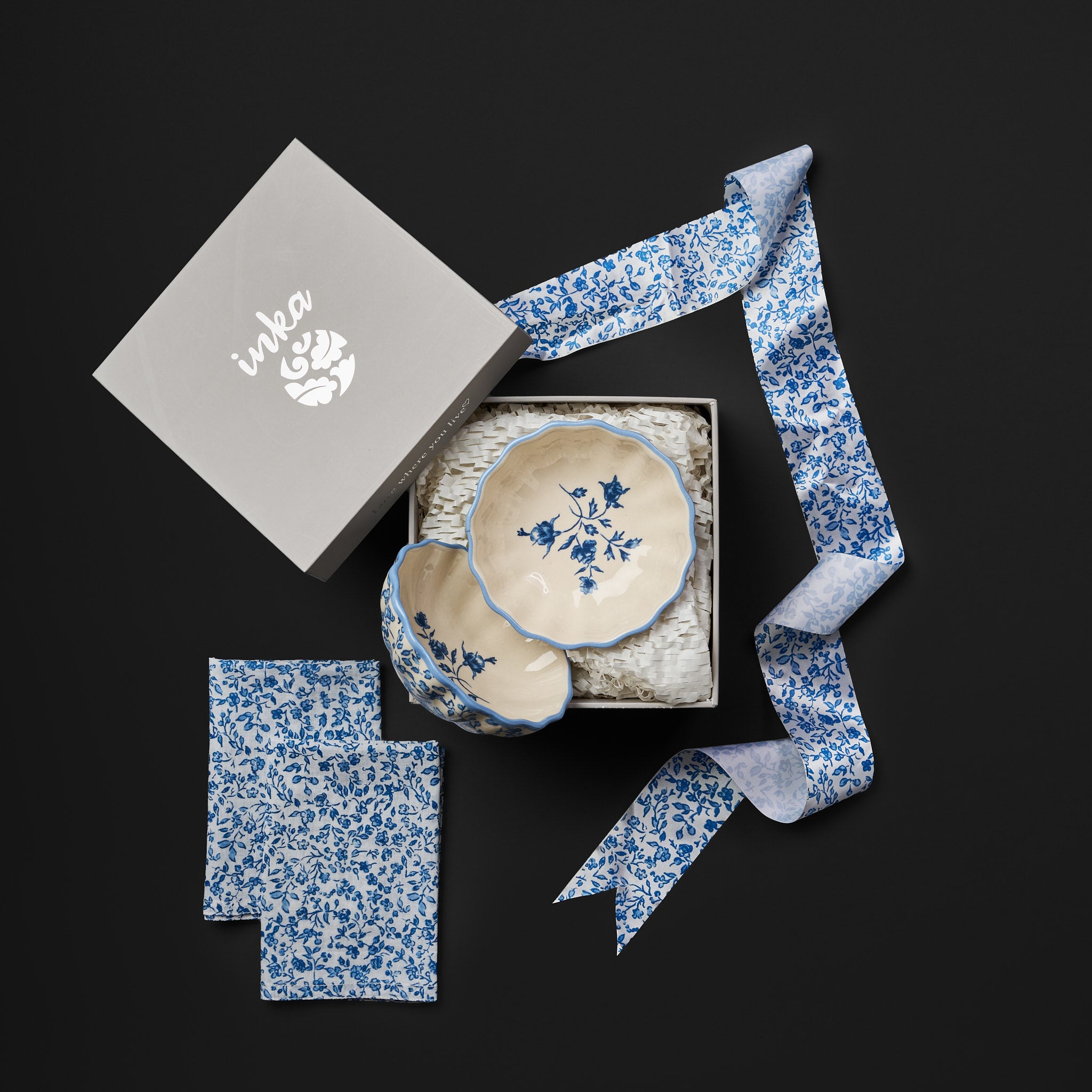 Tiana Cobalt Blue Petal Bowl Set