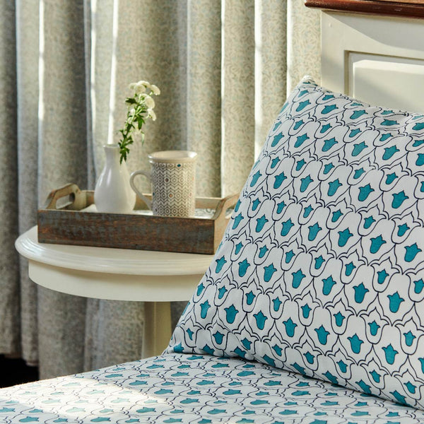 Noor ladakh blue bedsheet & pillow cover set