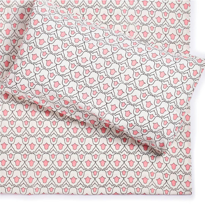 Noor strawberry pink bedsheet & pillow cover set