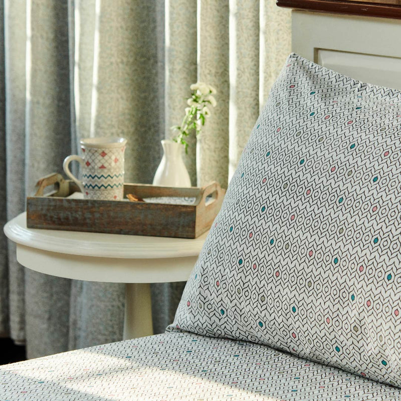 Ziba multicolour bedsheet & pillow cover set