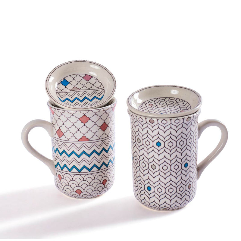 Ziba multicolour comfort mug & coaster set (Set of 2)