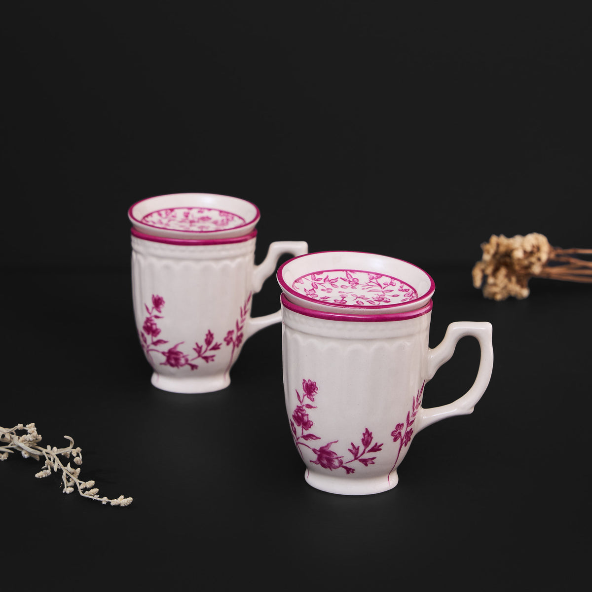Tiana Floral Raspberry Pink Mug & Small Dish  Gift Set