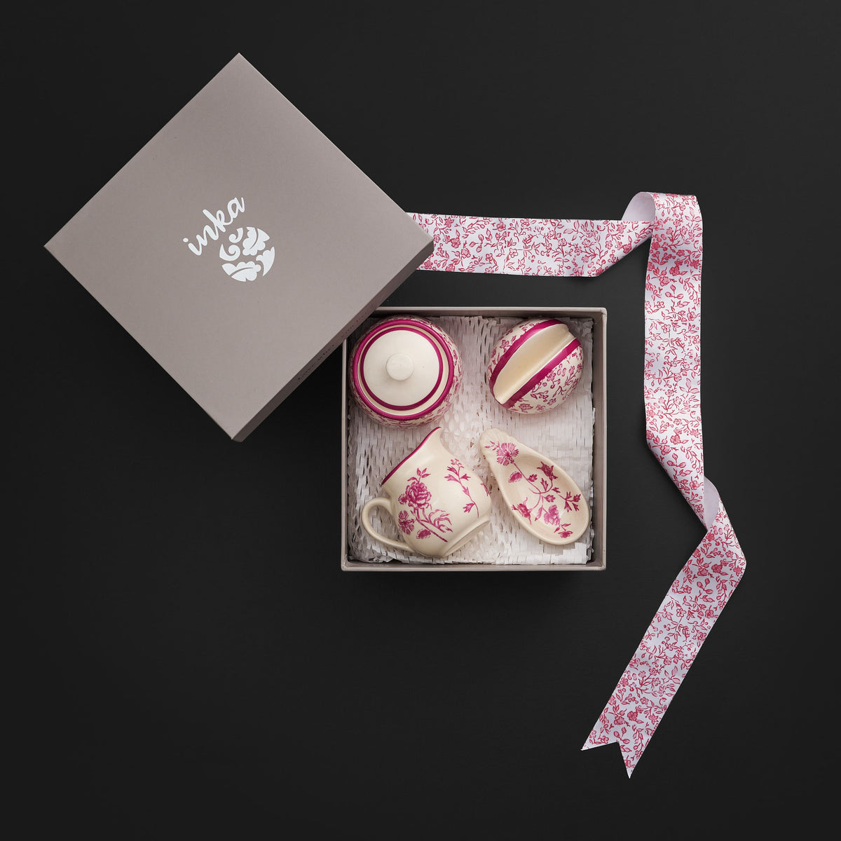 Tiana Floral Raspberry Pink Tea Service Gift Set