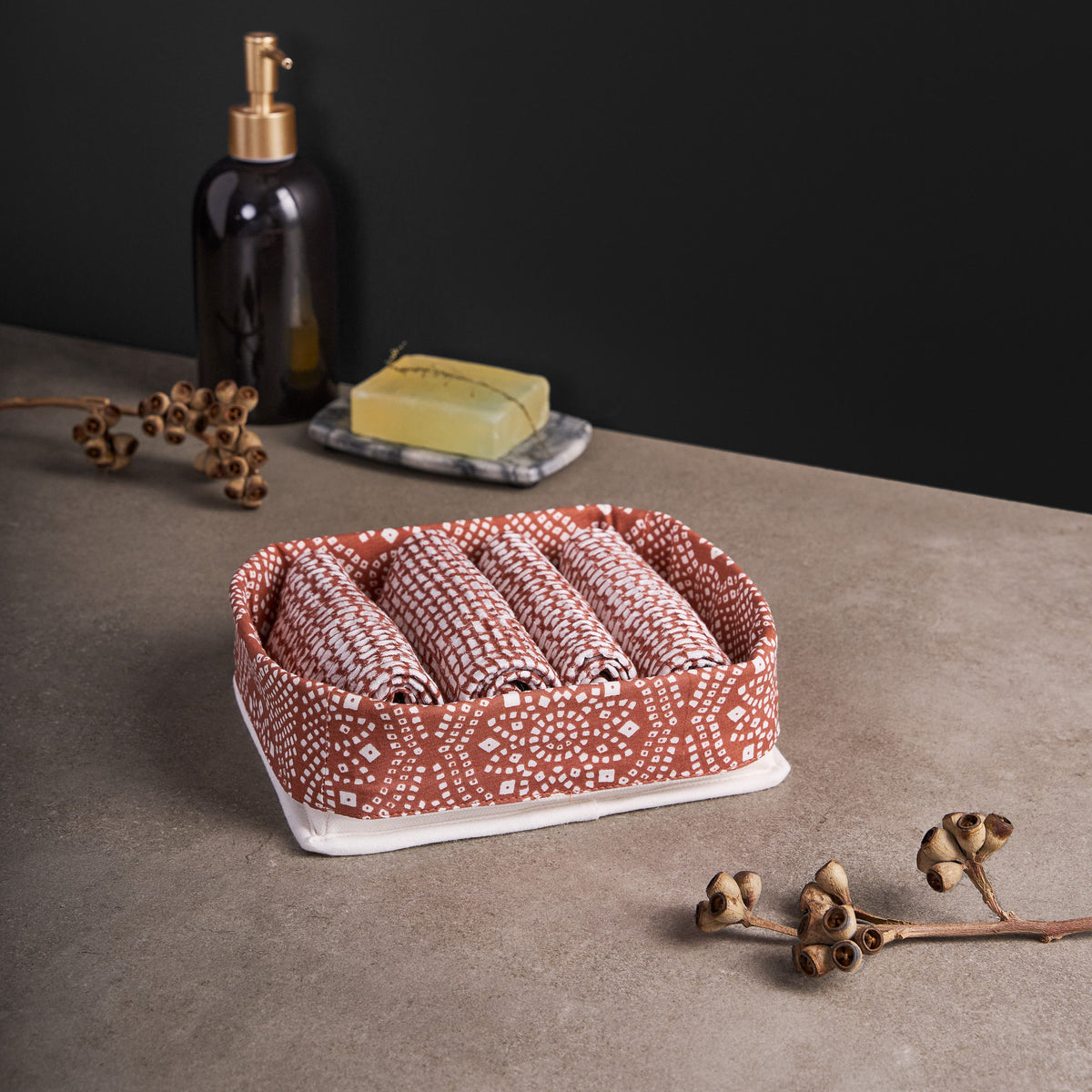 Mosaic Clay Face Towels with Tray Set