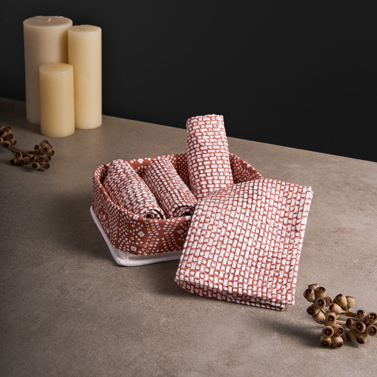 Mosaic Clay Face Towels with Tray Set