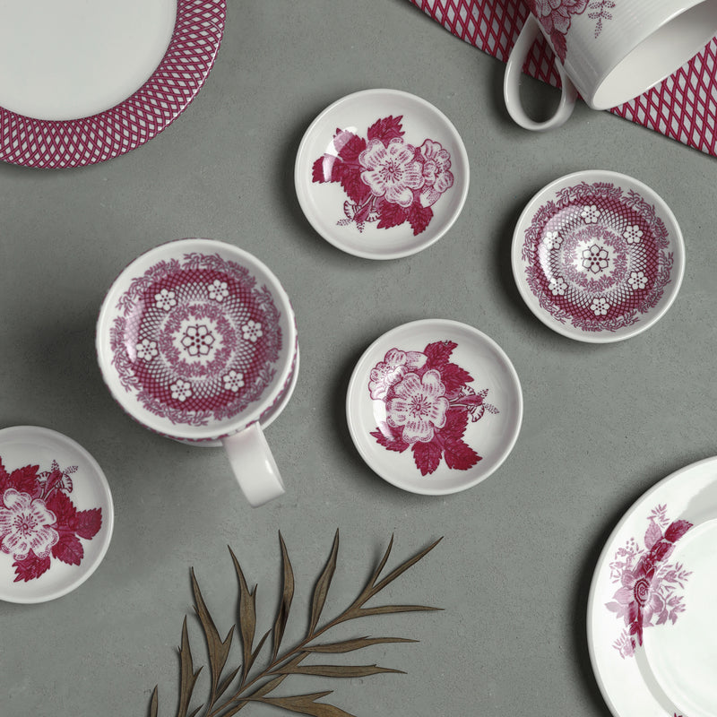 Renata raspberry pink mug & small dish set (Set of 4)