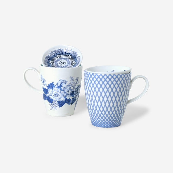 Renata china blue mug set (Set of 2)