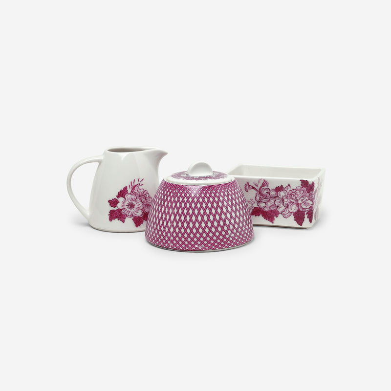 Renata raspberry pink tea service set (Set of 3)