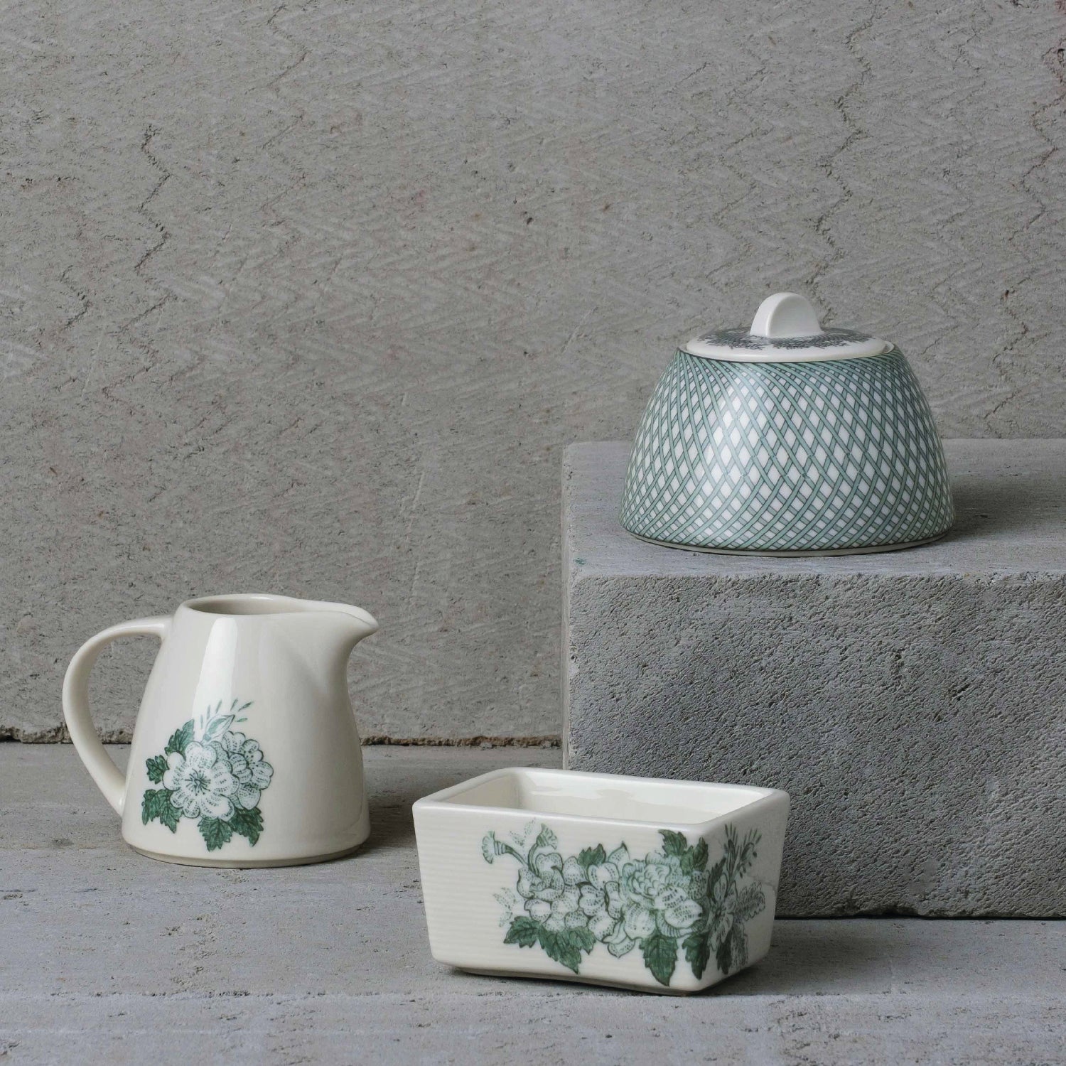 Renata emerald green tea service set (Set of 3) Inka