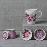 Renata raspberry pink mug & small dish set (Set of 4)