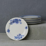 Renata china blue snack plate set (Set of 6)
