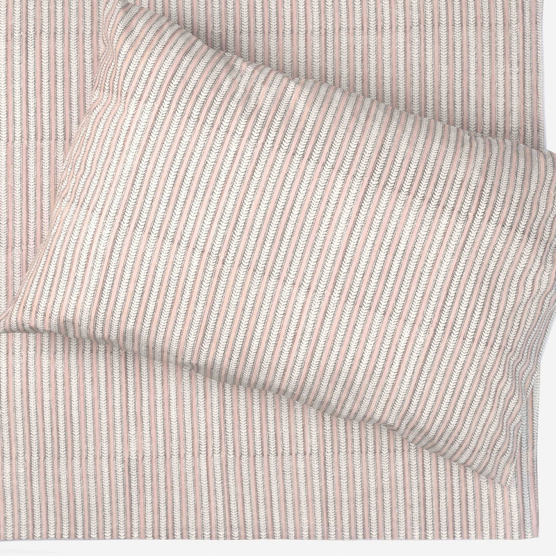 Feather Stripe dusty rose bedsheet & pillow cover set