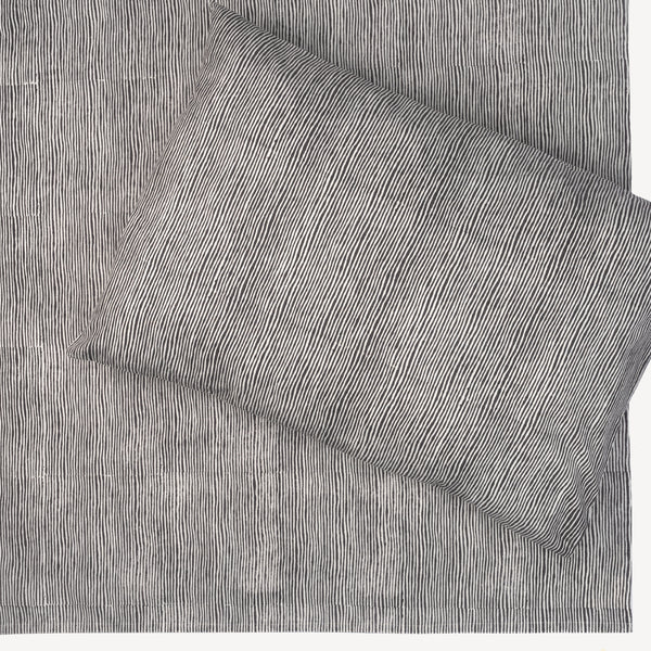 Crayon Stripe charcoal bedsheet & pillow cover set