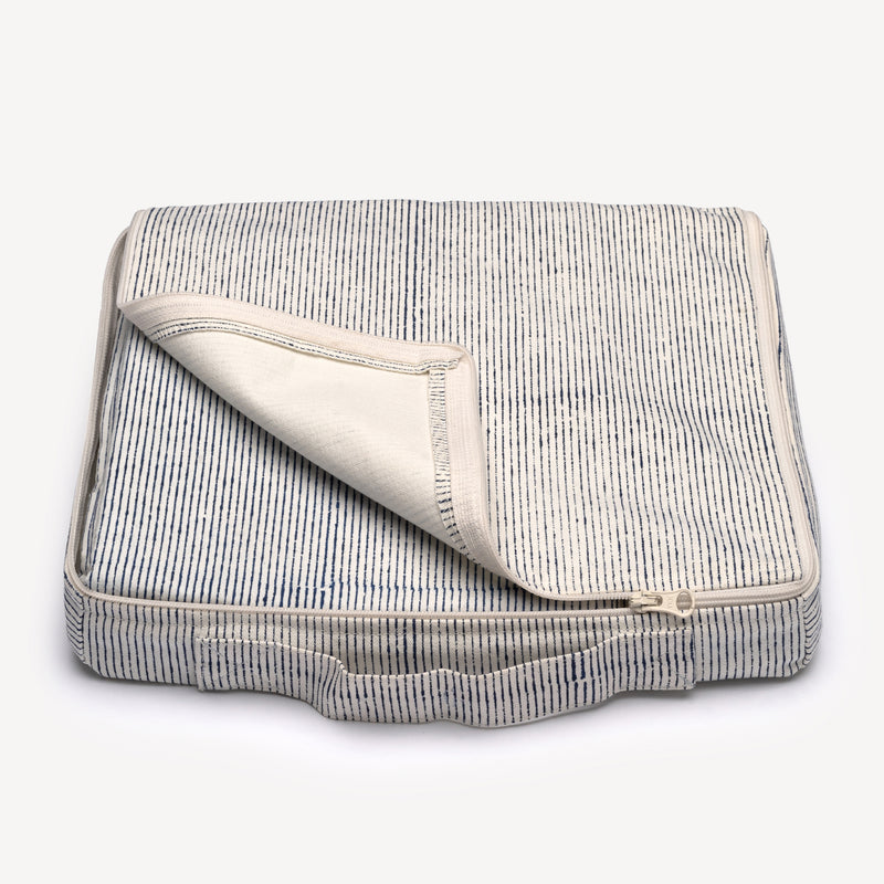 Pencil Stripe indigo bedsheet & pillow cover set