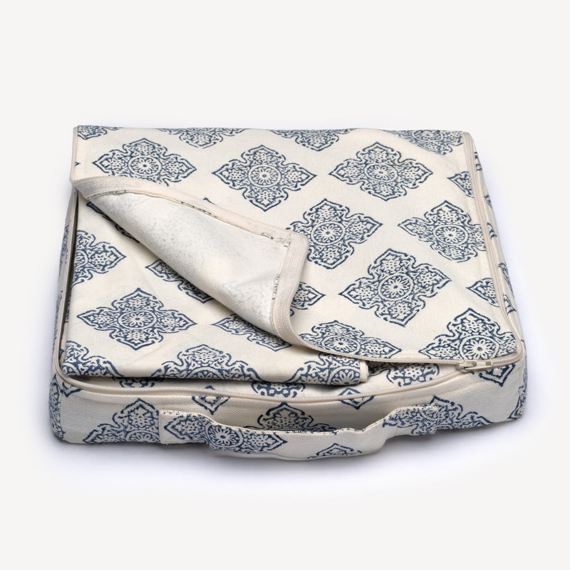 Jali indigo bedsheet & pillow cover set