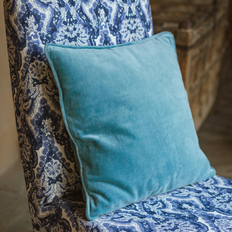 Velvet ladakh blue 40<span>x</span>40 cushion