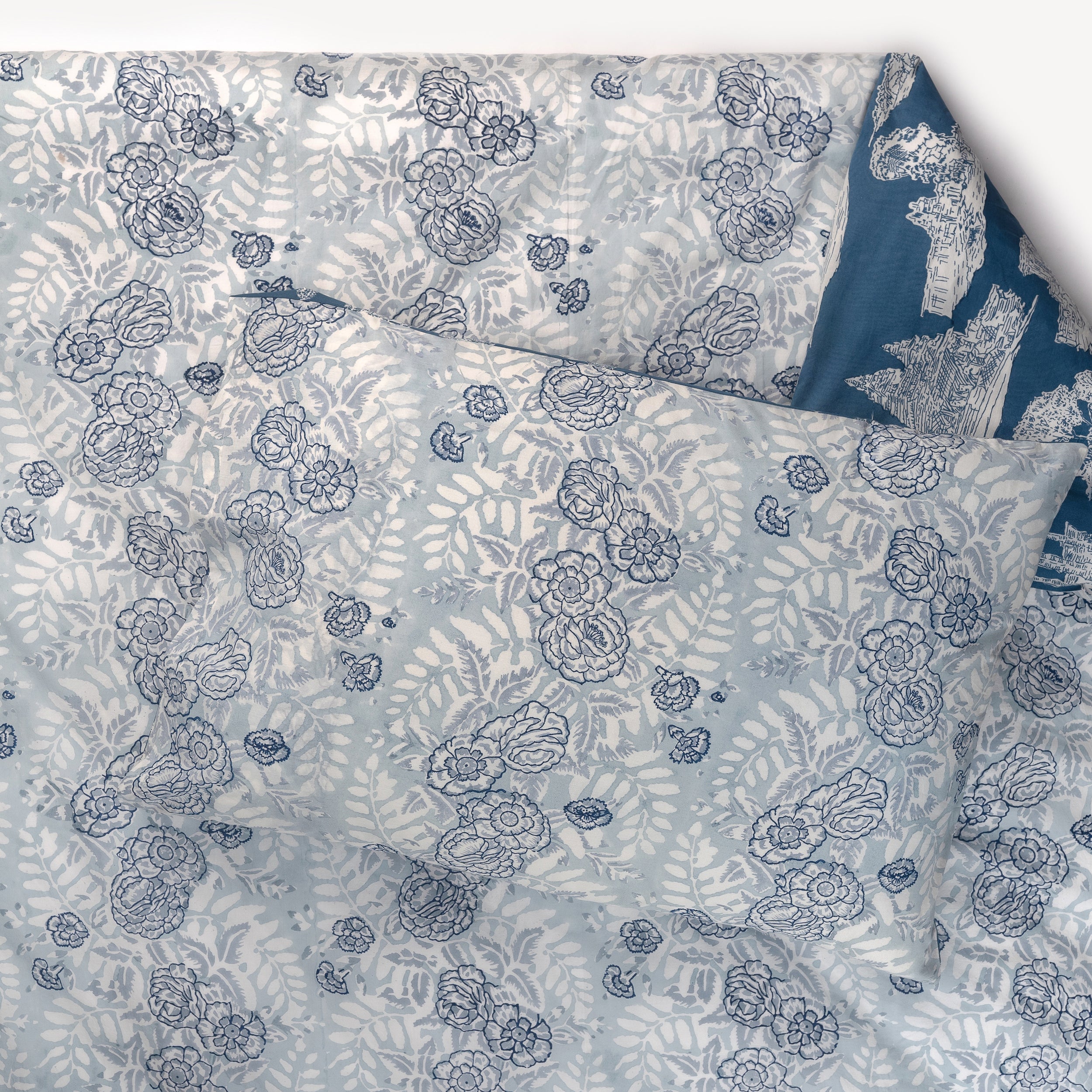 Vedika indigo reversible duvet cover & pillow set – Inka
